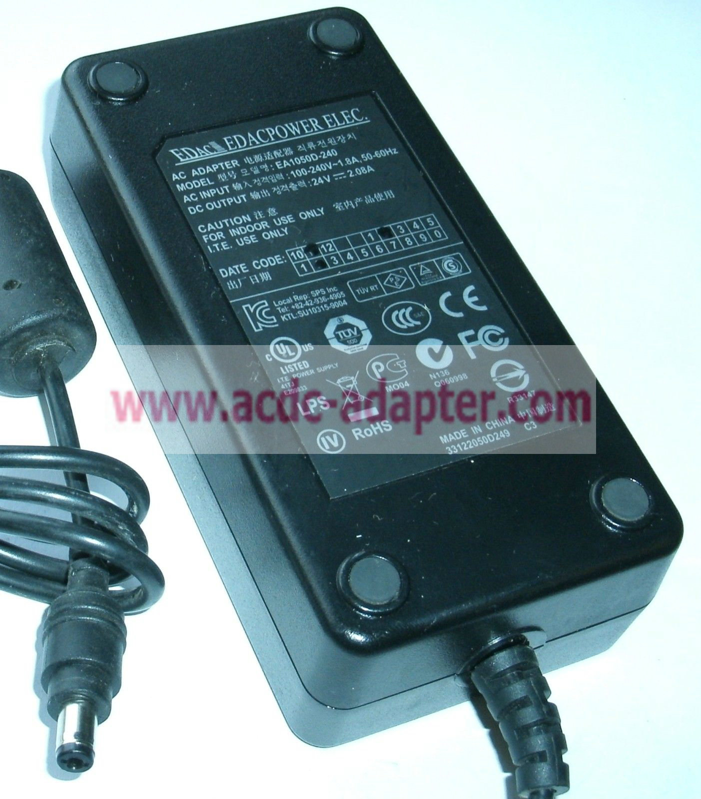 GENUINE EDAC EDACPOWER ELEC. EA1050D-240 24V 2.08A AC/DC POWER SUPPLY ADAPTER GENUINE EDAC EDACPOWER ELEC. EA1050D-240 24V 2.08A AC/DC POWER SUPPLY ADAPTER
